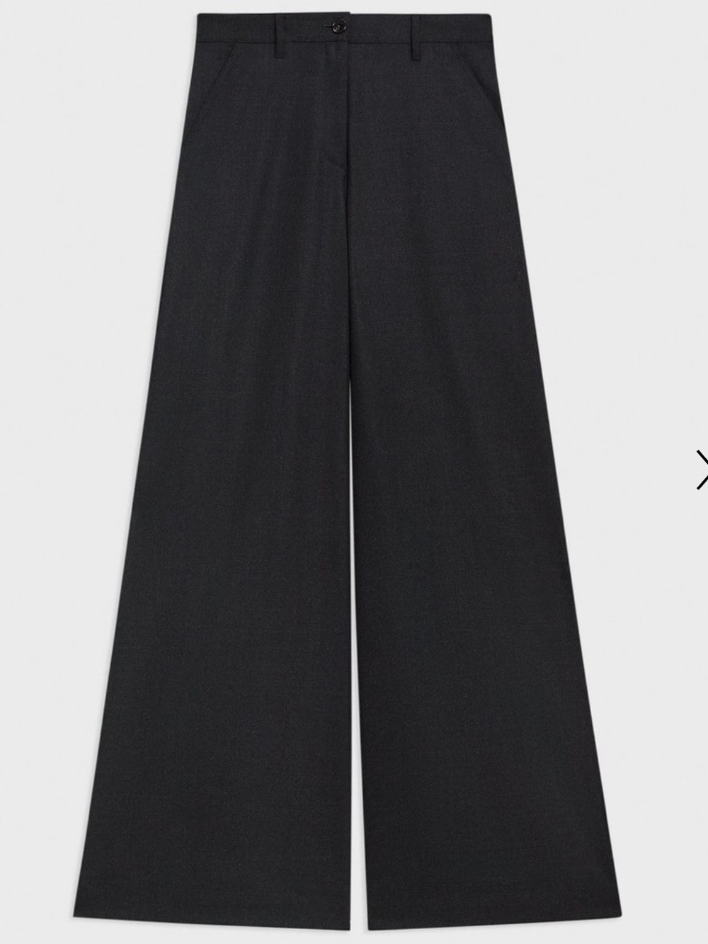 Theory Ultra Wide Leg Dark Grey Wool Tailored Trousers Pants Size 16